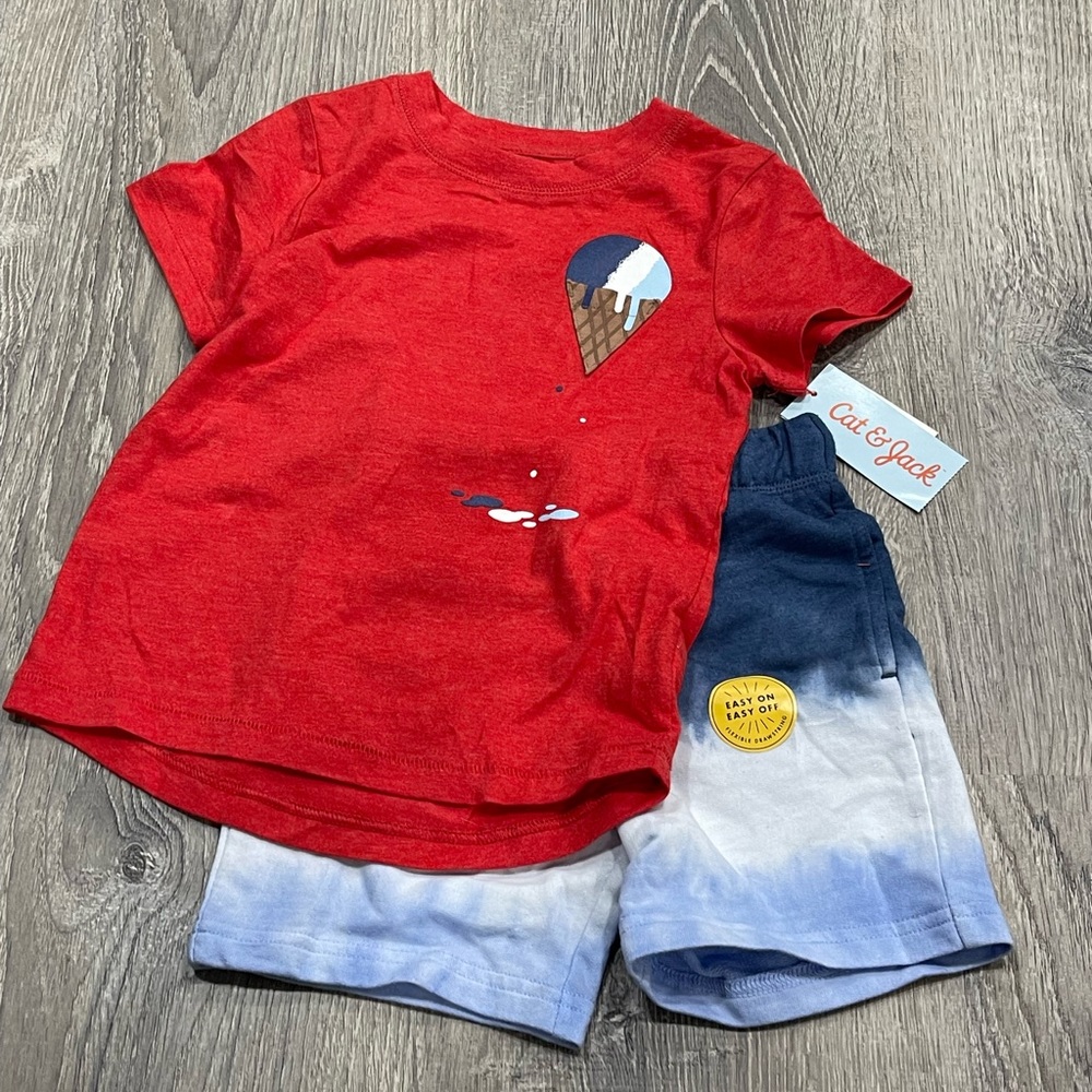 New Cat & Jack Shorts Shirt Set Ice Cream Kids 3T G13
